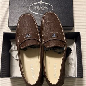 Prada Men's Dark Brown Leather Loafers